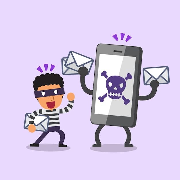 A graphic illustrating a person deleting a suspicious email on their phone, symbolizing phishing awareness and safe online practices.
