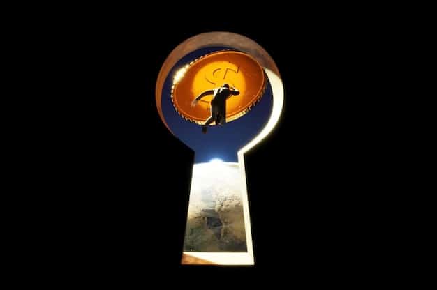 An image showing a digital lock and key over a piece of art, symbolizing the importance of protecting intellectual property when monetizing creative work online.