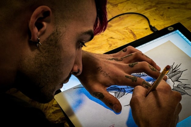 A close-up of an artist using a tablet to interact with an AI art generation interface, showcasing the artist's interaction with AI tools to create digital artwork.