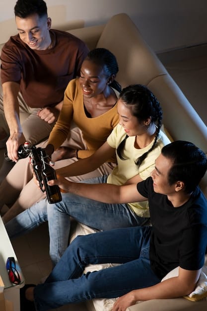 A diverse group of film students working together on a movie set, highlighting the educational and workforce development aspects of the tax credits. The scene includes camera equipment, lighting, and a collaborative environment.